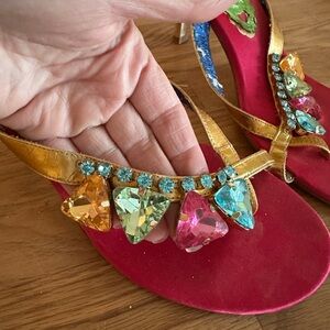 Beverly Feldman Rhinestone Embellished Slide Sandal - Size 10